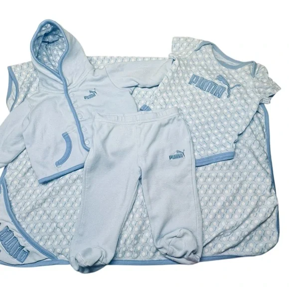 PUMA 🍼 Baby Boys 4-Piece Set – Size 0-3 Months 💙 - Picture 2 of 11